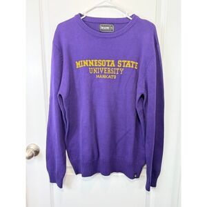 Bruzer Minnesota State University Mankato Purple Cotton Knit Sweater Mens Large